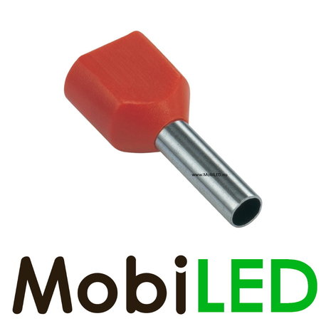 Dubbele invoer snoeruiteinden 1 mm 100 stuks rood