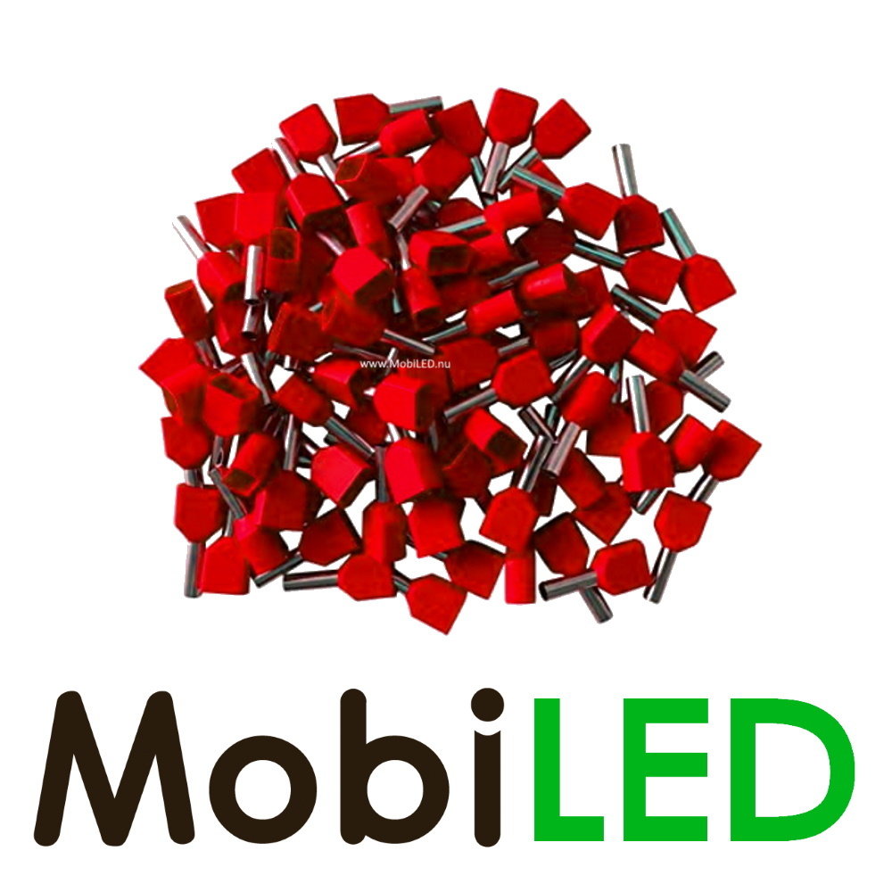 Dubbele invoer snoeruiteinden 1 mm 100 stuks rood