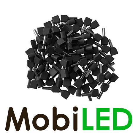 Twin entry cord ends 1.5 mm 100 pieces black