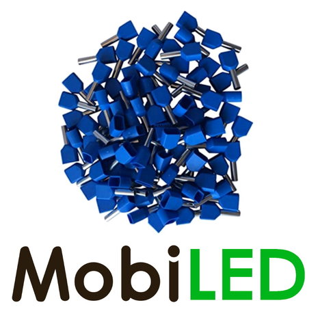 Dubbele invoer snoeruiteinden 2,5 mm 100 stuks blauw Dubbele invoer snoeruiteinden 2,5 mm 100 stuks blauw