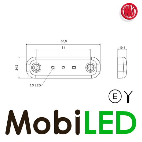 WAS WAS Marquage ligne slim ambre E-marque 12-24 volts