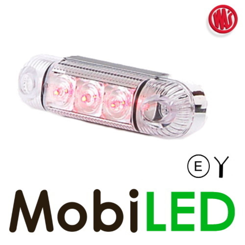 WAS Éclairage de contour transparent rouge montage en surface 12-24 volts E-mark WAS Éclairage de contour transparent rouge montage en surface 12-24 volts E-mark