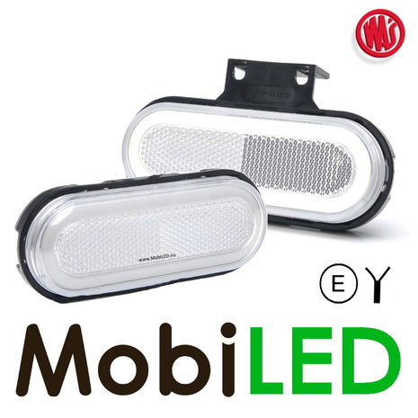 WAS Marquage latéral LED bord "NEON" ovale blanc E-mark WAS Marquage latéral LED bord "NEON" ovale blanc E-mark