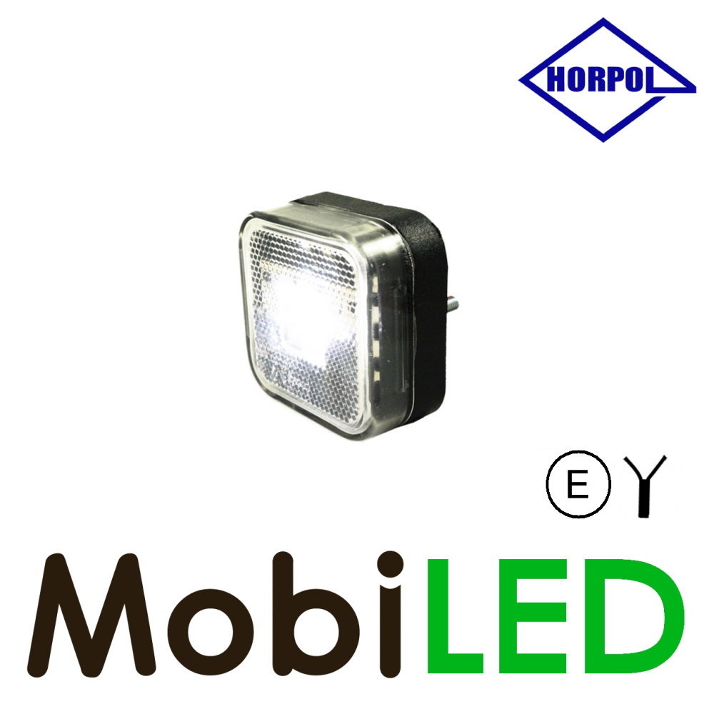 HORPOL Horpol Feu de marquage blanc carré avec réflecteur 12-24 volts E-marque