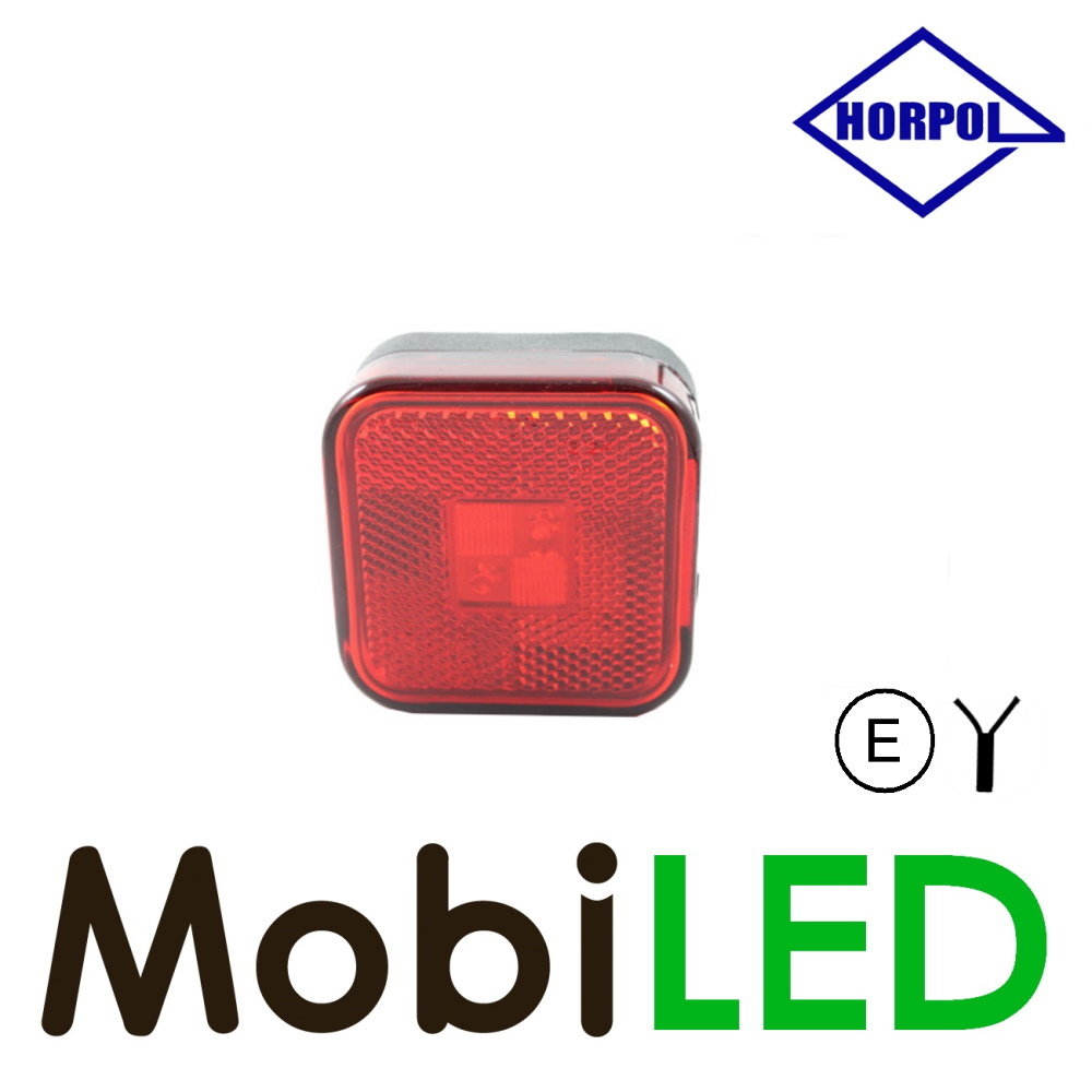 HORPOL Marker light square Red 12-24 volts E-mark with reflector HORPOL Marker light square Red 12-24 volts E-mark with reflector