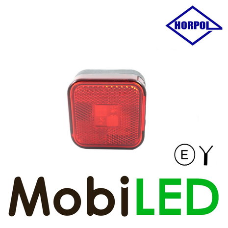 HORPOL Horpol Marker light red square with reflector 12-24 volts E-mark HORPOL Horpol Marker light red square with reflector 12-24 volts E-mark