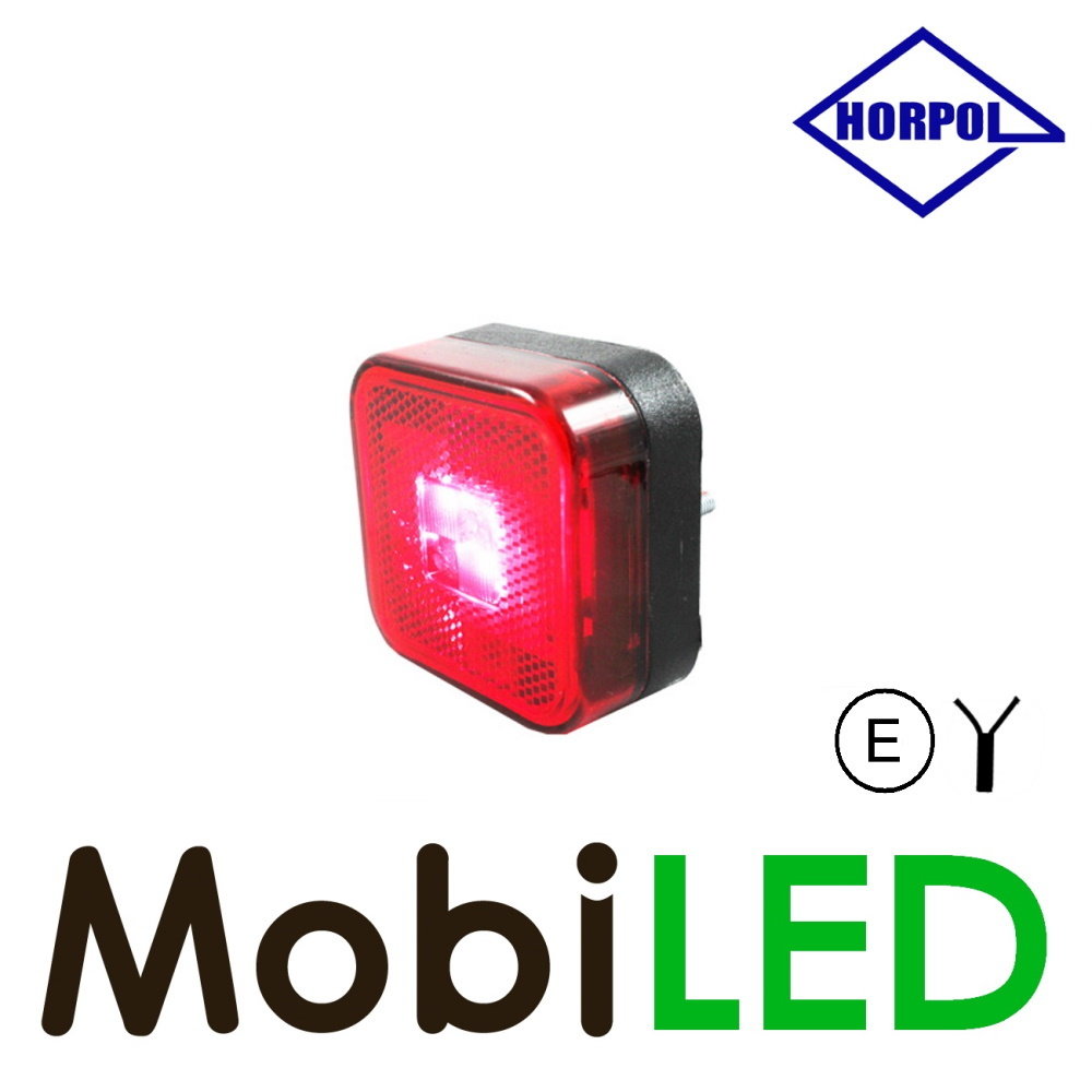 HORPOL Horpol Marker light red square with reflector 12-24 volts E-mark HORPOL Horpol Marker light red square with reflector 12-24 volts E-mark