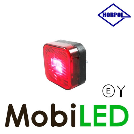 HORPOL Marker light square Red 12-24 volts E-mark with reflector HORPOL Marker light square Red 12-24 volts E-mark with reflector