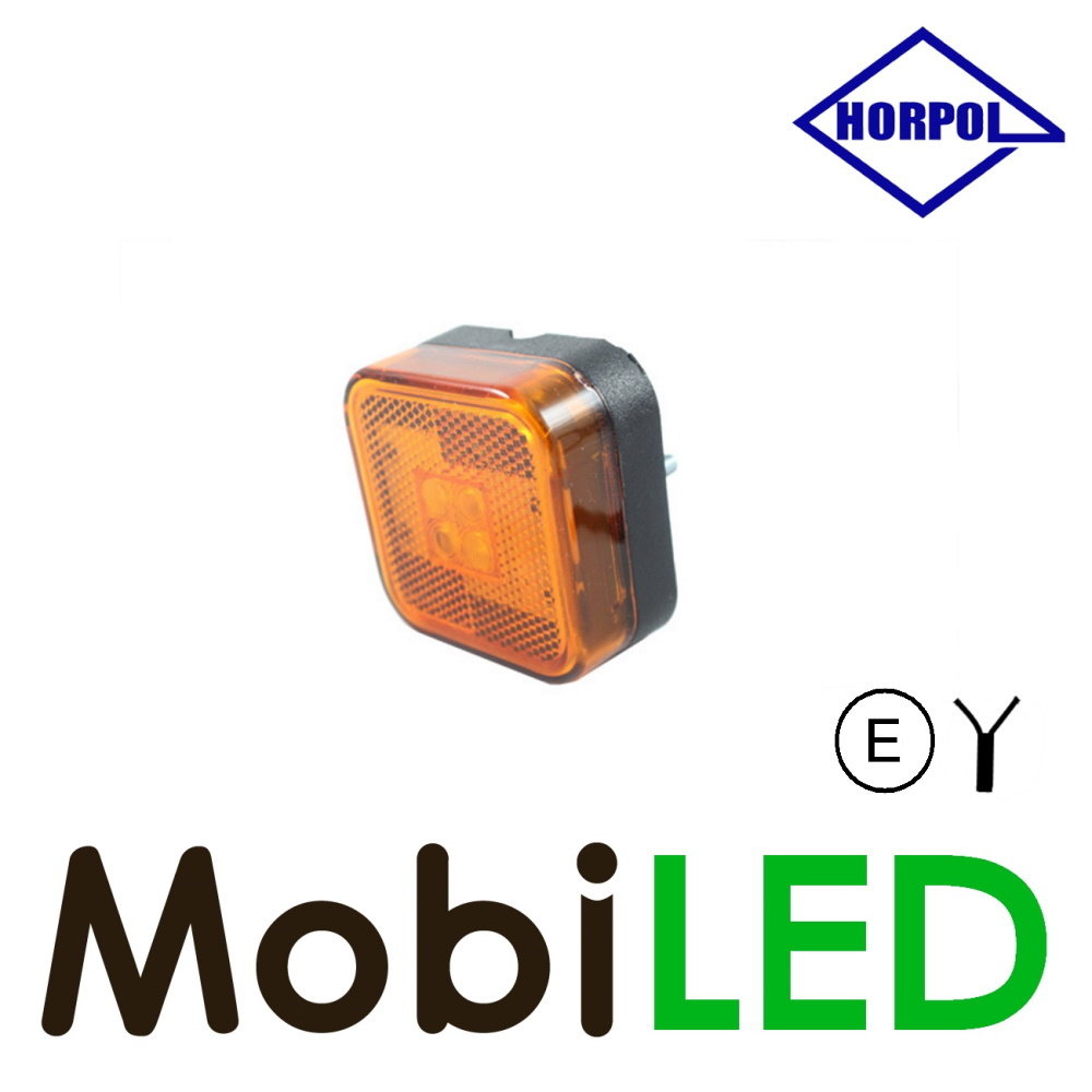 HORPOL Horpol Markeringslicht amber vierkant met reflector 12-24 volt E-keur HORPOL Horpol Markeringslicht amber vierkant met reflector 12-24 volt E-keur