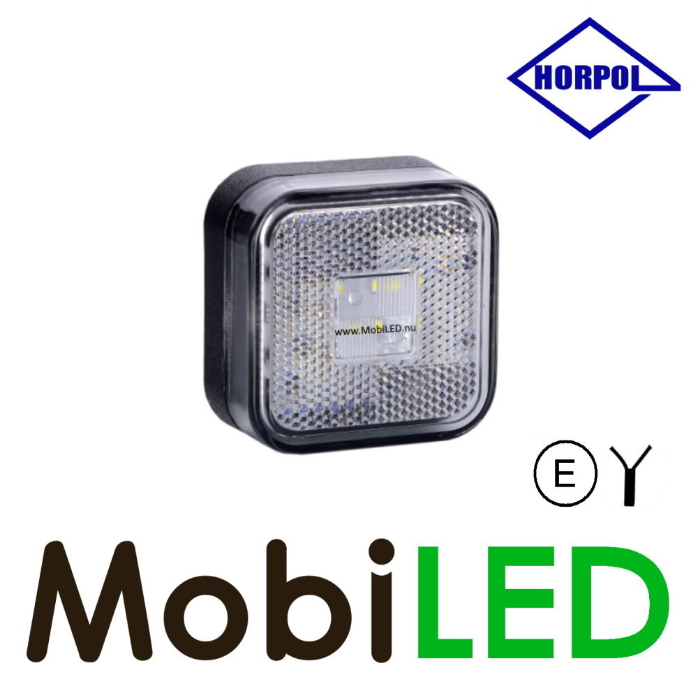 HORPOL Horpol Feu de marquage blanc carré avec réflecteur 12-24 volts E-marque
