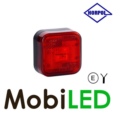 HORPOL Markeringslicht vierkant Rood 12-24 volt E-keur met reflector HORPOL Markeringslicht vierkant Rood 12-24 volt E-keur met reflector