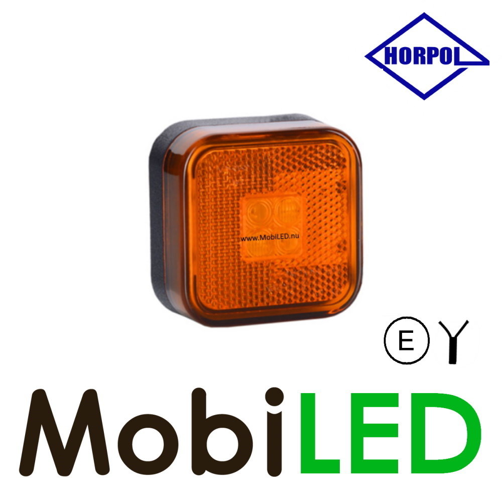 HORPOL Markeringslicht vierkant Amber 12-24 volt E-keur met reflector HORPOL Markeringslicht vierkant Amber 12-24 volt E-keur met reflector