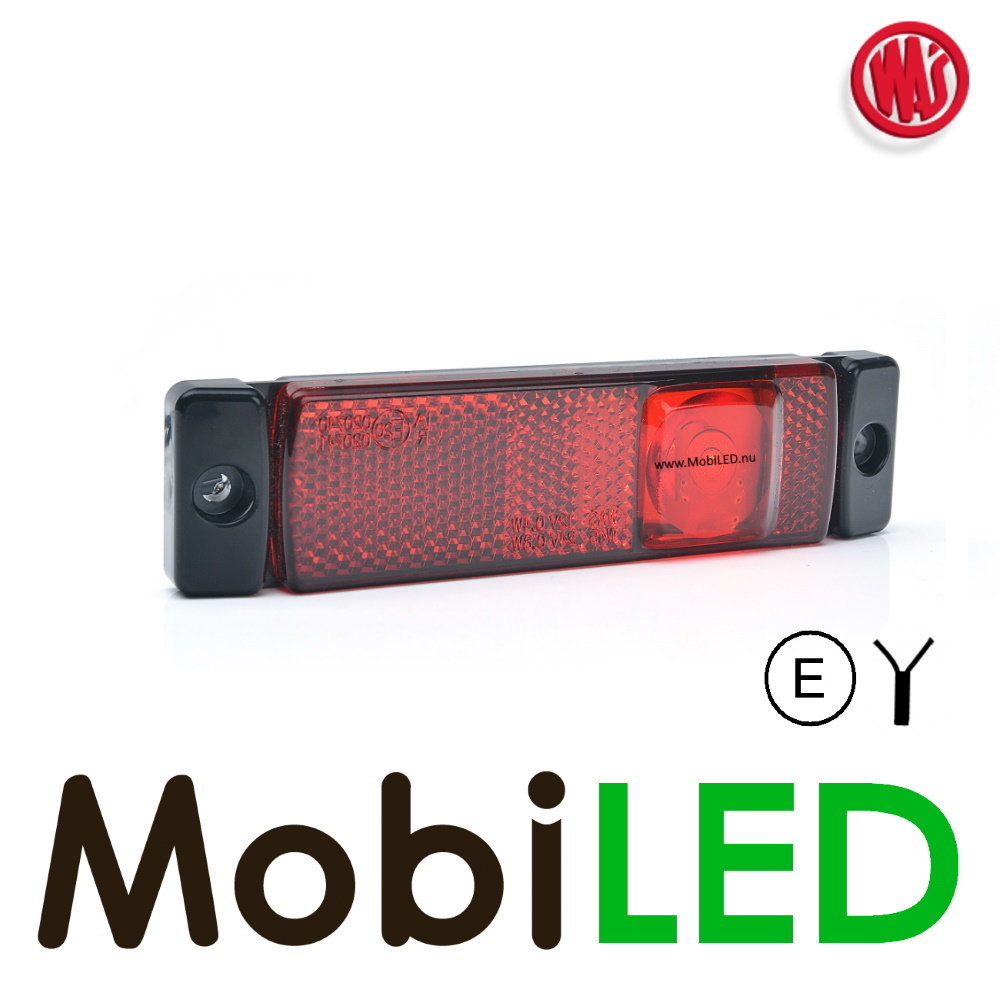 WAS WAS Marquage latéral rouge allongé côté avec reflecteur E-marque WAS WAS Marquage latéral rouge allongé côté avec reflecteur E-marque