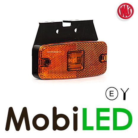 WAS WAS Zijmarkering rechthoekig met reflector en houder amber E-keur
