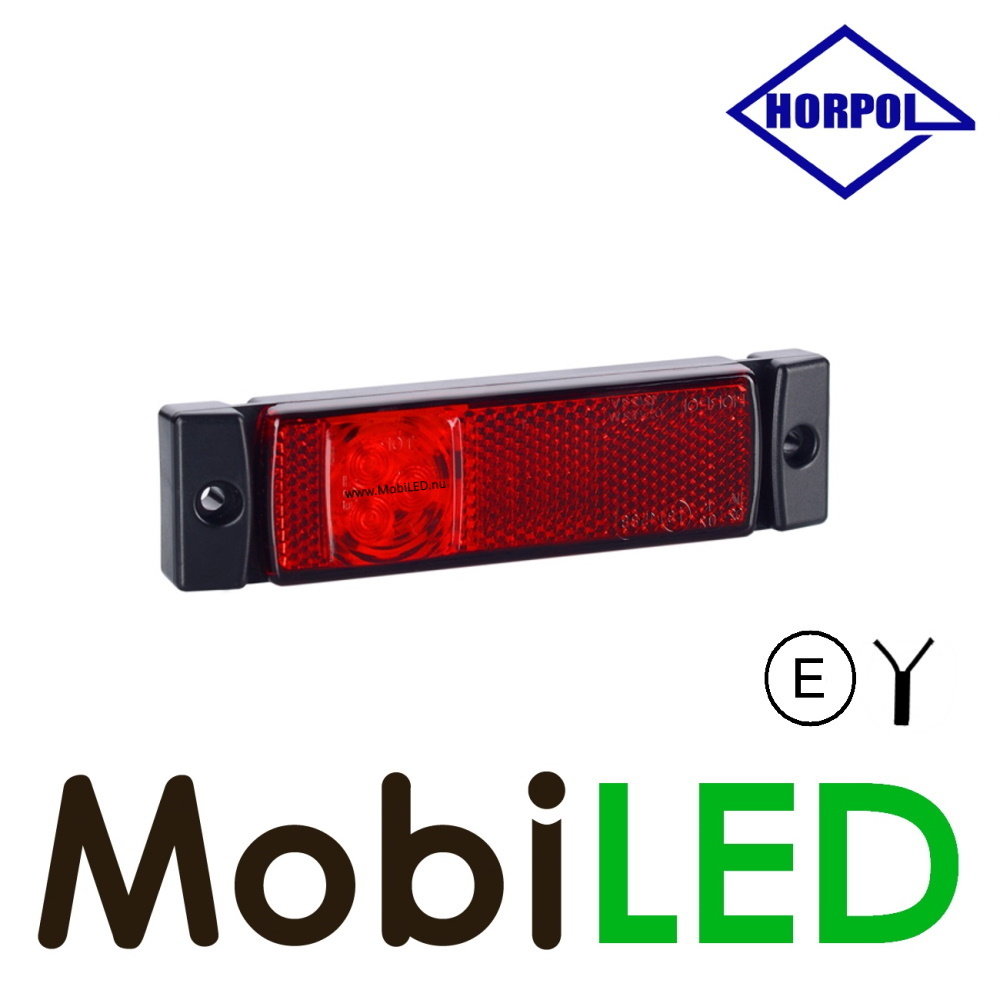 HORPOL Markeringslicht rechthoek met reflector Rood 12-24 volt E-keur