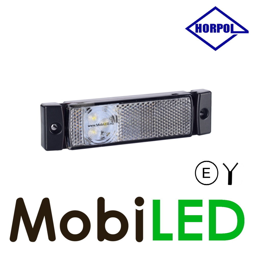 HORPOL Horpol Marker light white rectangular with reflector 12-24 volts E-mark HORPOL Horpol Marker light white rectangular with reflector 12-24 volts E-mark