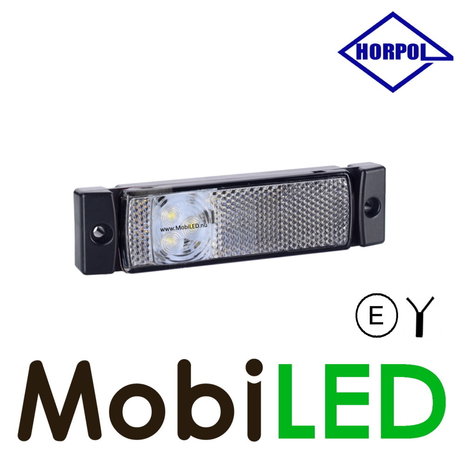 HORPOL Feu de marquage rectangulaire avec réflecteur Blanc 12-24 volts E-mark
