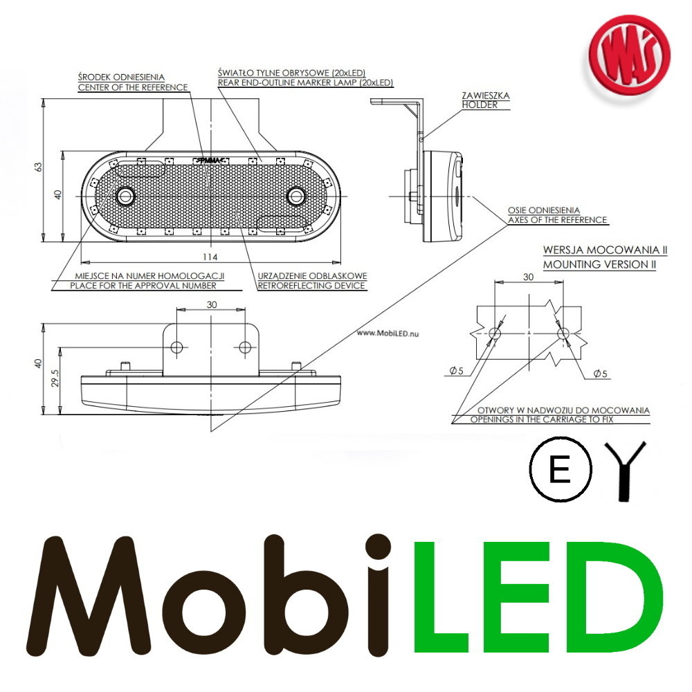 WAS Side marking multifunctional oval lamp "Neon" border E-mark WAS Side marking multifunctional oval lamp "Neon" border E-mark