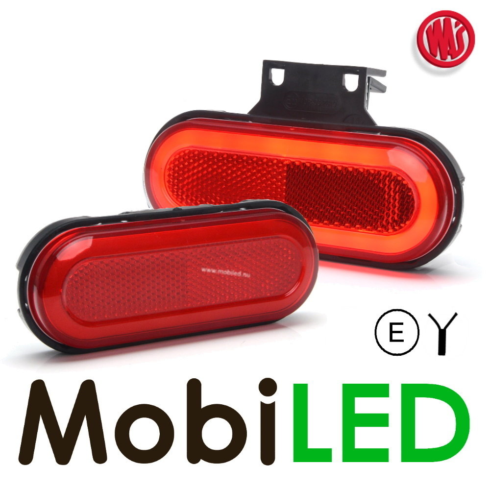WAS LED Side marking "NEON" round border red E-mark