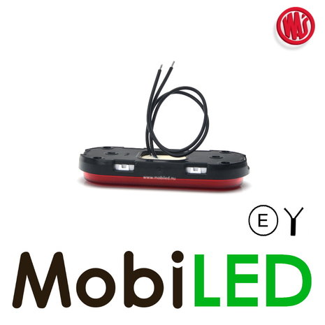 WAS LED Side marking "NEON" round border red E-mark