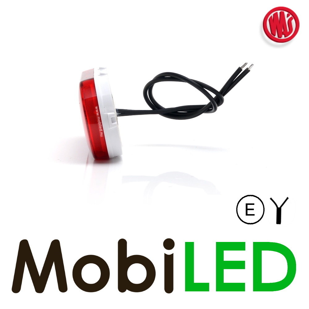 WAS LED Side marking "NEON" round border red E-mark