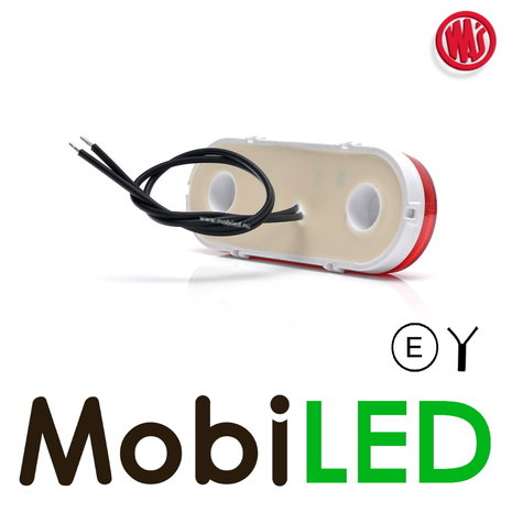 WAS LED Side marking "NEON" round border red E-mark