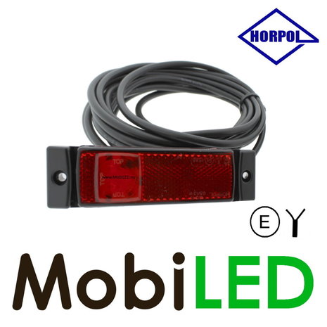 HORPOL Markeringslicht 5m kabel  met reflector Rood 12-24 volt E-keur