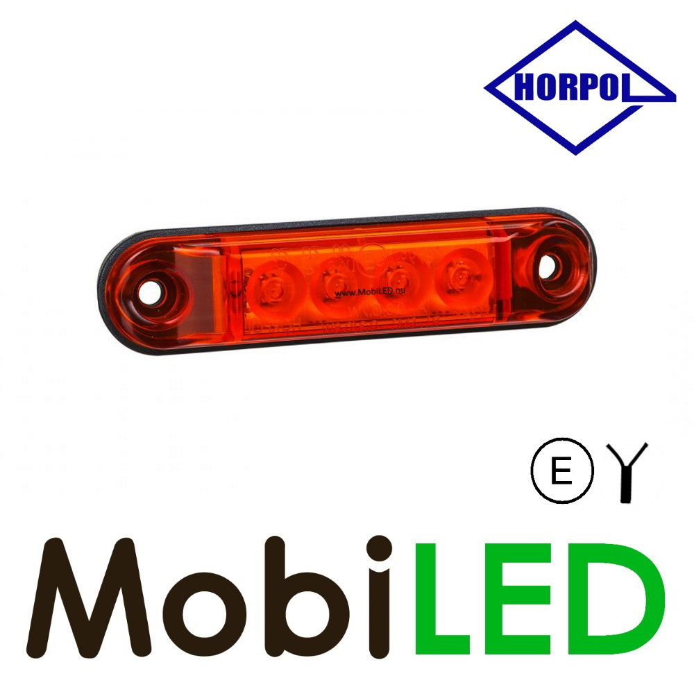 HORPOL Markering Slim line 4 leds Rood E-keur 12-24 volt HORPOL Markering Slim line 4 leds Rood E-keur 12-24 volt