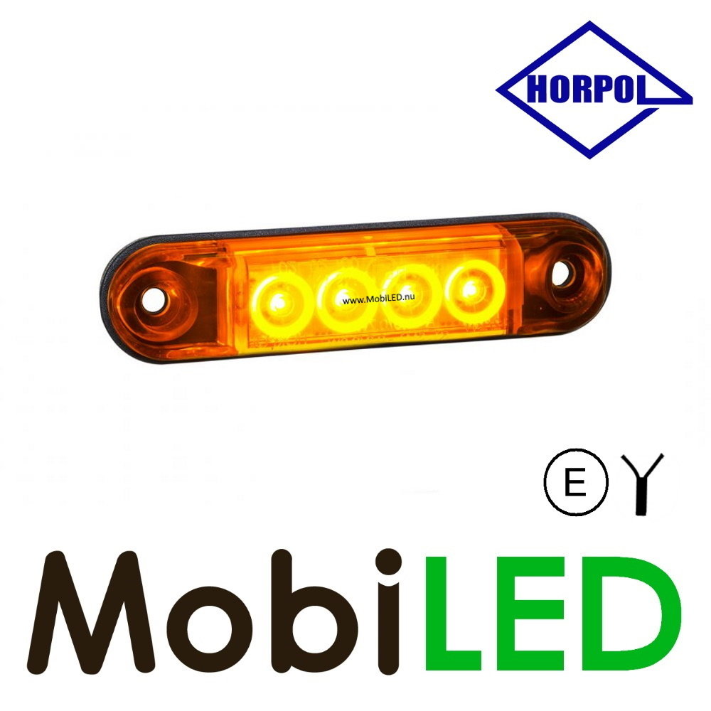 HORPOL Horpol Markering slim line 4 leds amber 12-24 volt E-keur HORPOL Horpol Markering slim line 4 leds amber 12-24 volt E-keur