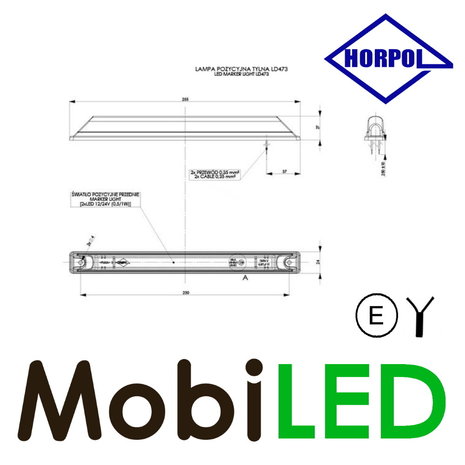 HORPOL Feu de marquage extra long Blanc E-mark