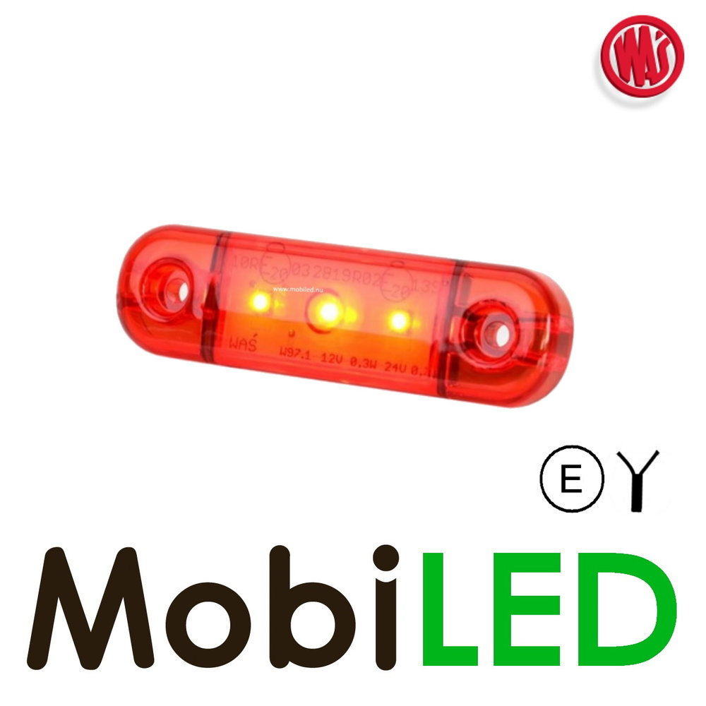 WAS WAS Marking Slim line Red E-mark 12-24 volts