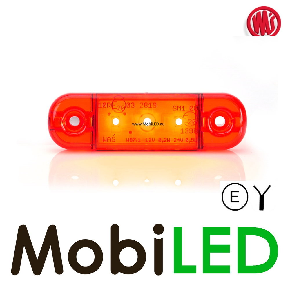 WAS WAS Markering Slim line Rood E-keur 12-24 volt WAS WAS Markering Slim line Rood E-keur 12-24 volt