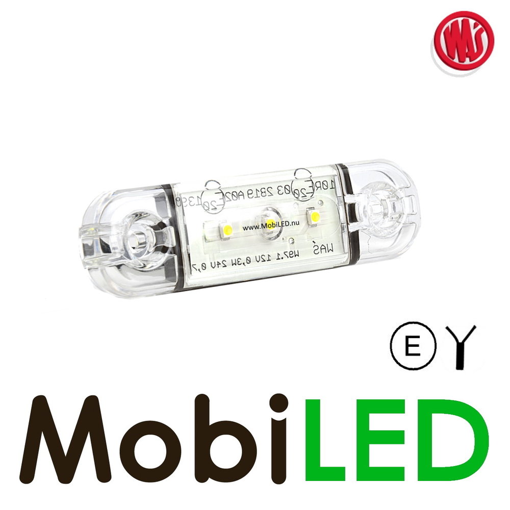 WAS WAS Markering Slim line Wit E-keur 12-24 volt WAS WAS Markering Slim line Wit E-keur 12-24 volt
