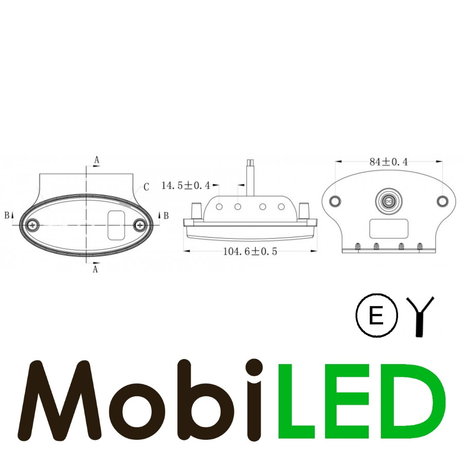 Side marking oval with reflector E-mark