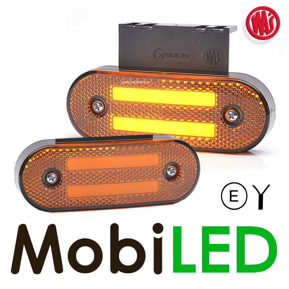 WAS WAS Side marking 2x stripe amber rounded corners NEON look E-mark WAS WAS Side marking 2x stripe amber rounded corners NEON look E-mark