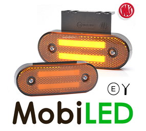 WAS Zijmarkering 2x streep ronde hoeken amber NEON look