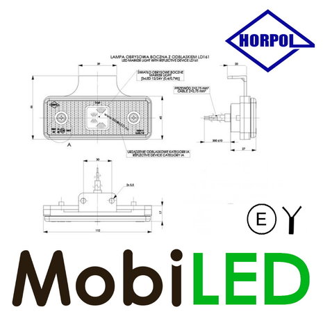 HORPOL Marquage latéral LED bloc E-mark grand version