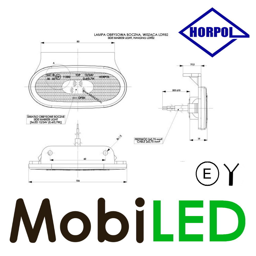 HORPOL Horpol Zijmarkering blok amber ovaal E-keur