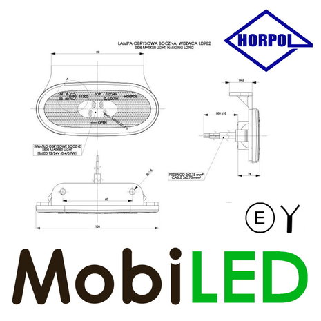 HORPOL Horpol Zijmarkering blok amber ovaal E-keur