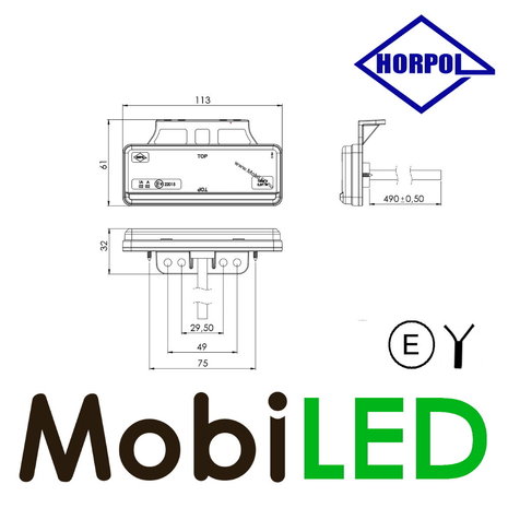 HORPOL LED side marking stripe E-mark large version HORPOL LED side marking stripe E-mark large version