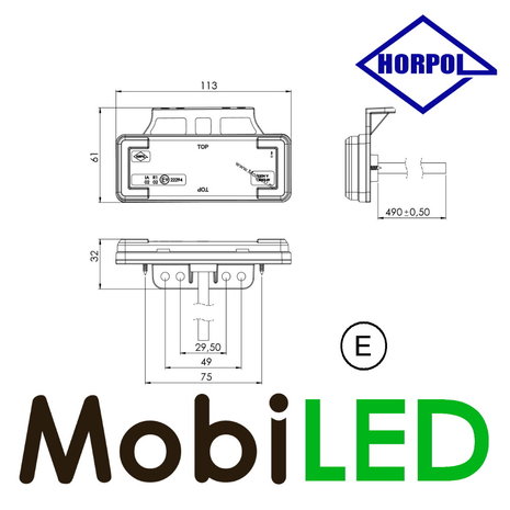 HORPOL Horpol Marquage latéral amre avec côtés brillants NEON look E-marque