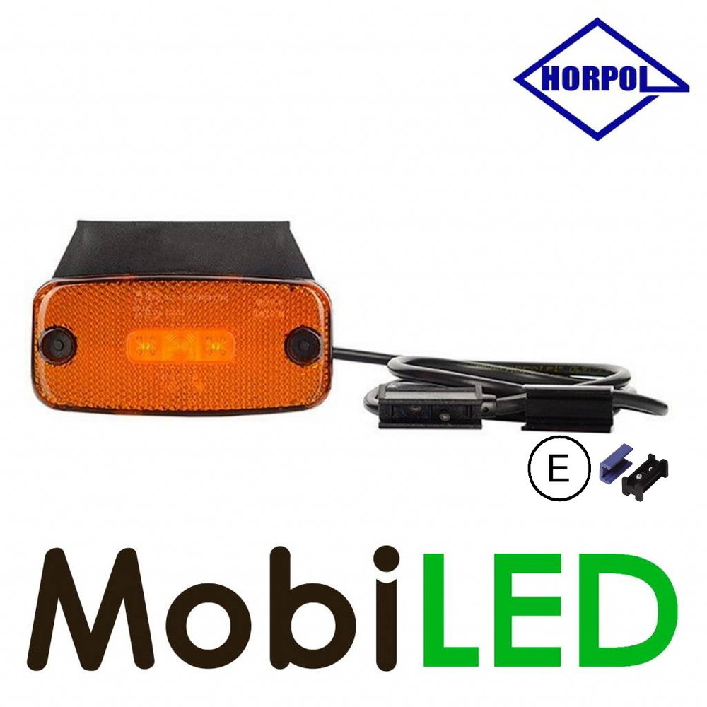 HORPOL Markeringslicht met reflector Amber + 1,5m kabel  12-24 volt HORPOL Markeringslicht met reflector Amber + 1,5m kabel  12-24 volt