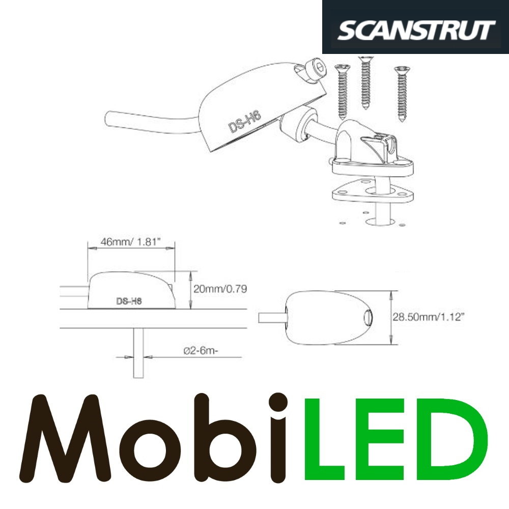 Scanstrut DS-H6 horizontale kabeldoorvoer zwart 2-6 mm