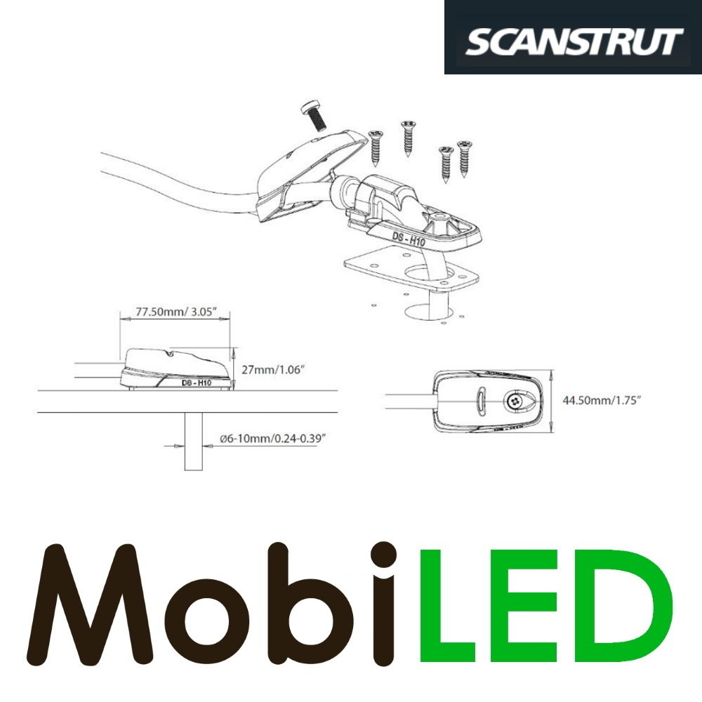 Scanstrut DS-H10 horizontale cable entry black 6-10mm