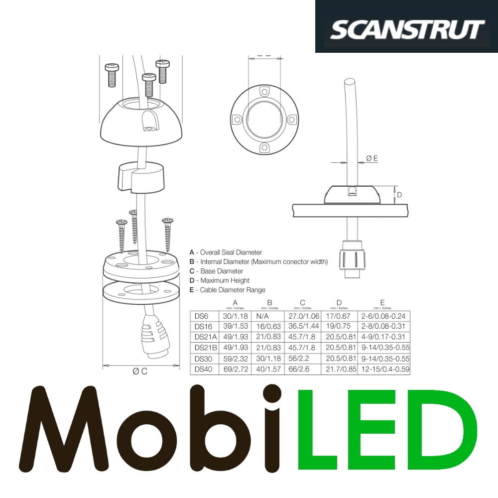 Scanstrut DS6-P verticale kabeldoorvoer zwart 2-6 mm Scanstrut DS6-P verticale kabeldoorvoer zwart 2-6 mm
