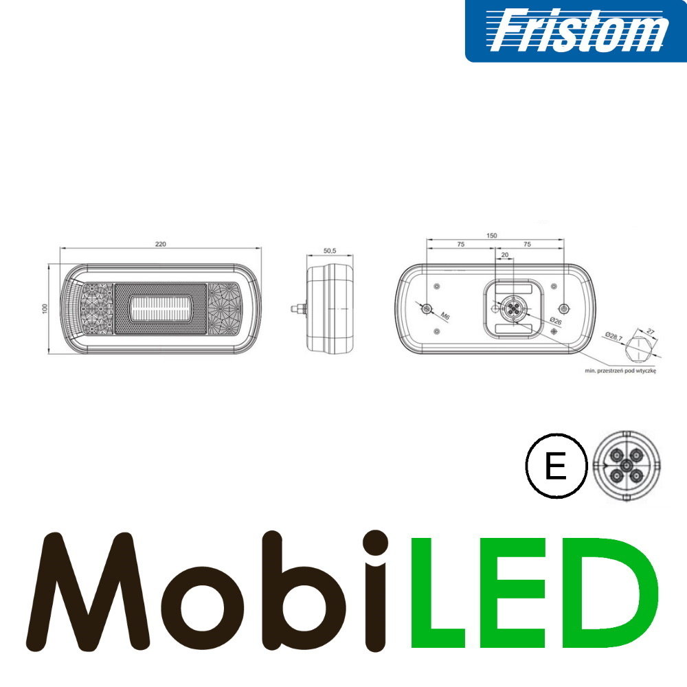 Fristom Neon rear light 4 functions (fog) bayonet with license plate light