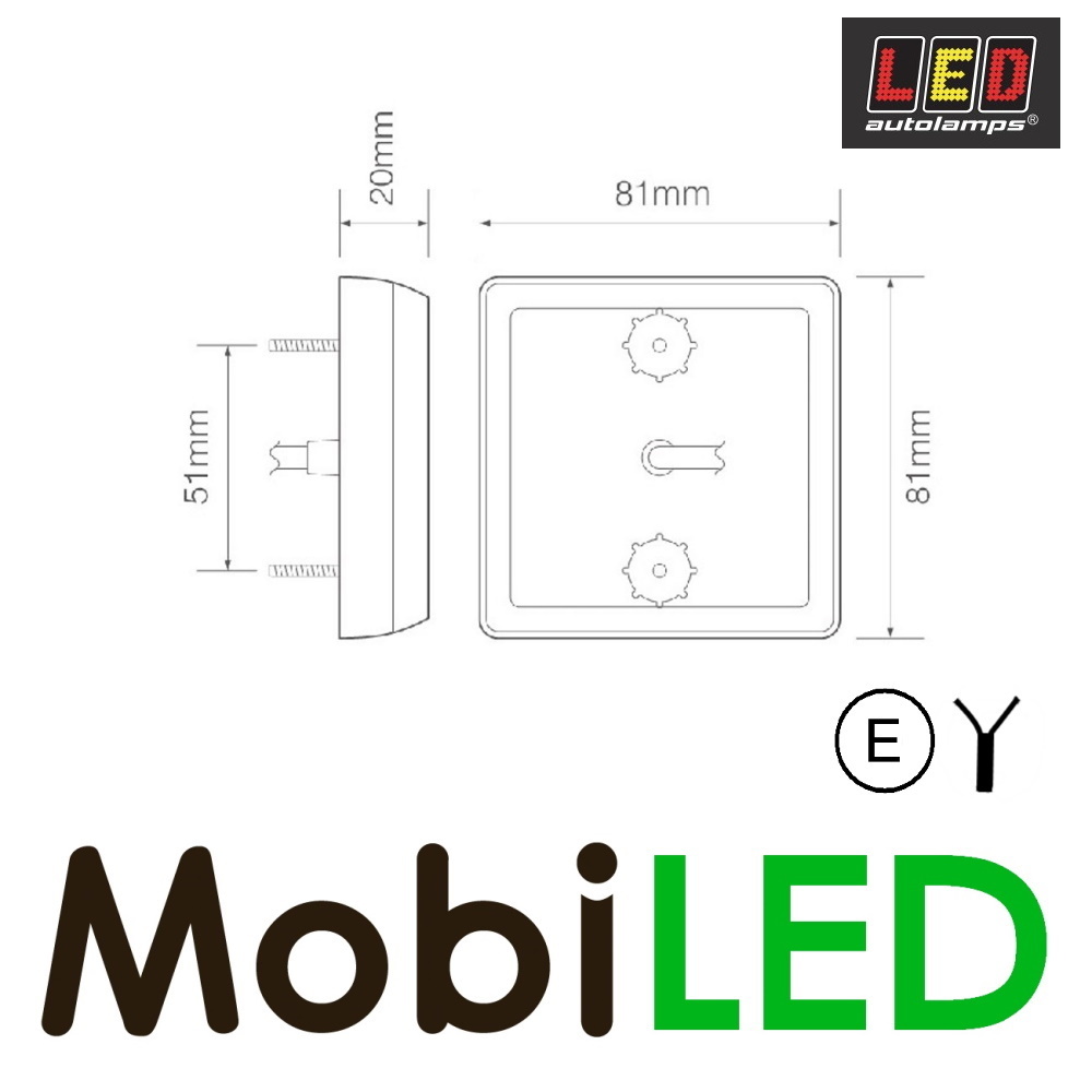 LED autolamps Achterlicht Remlicht Knipperlicht Vierkant 12-24 volt E-keur
