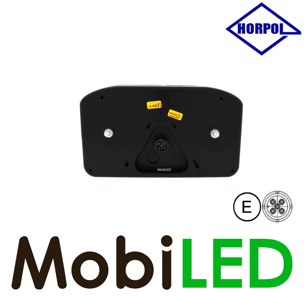 HORPOL Rear light left 4 functions + license plate light and 5-Pins connector - E-mark