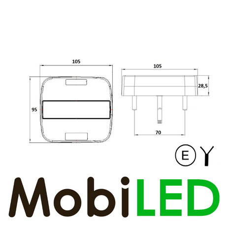 Feu arrière classique 12-24 volts 3 fonctions E-marque