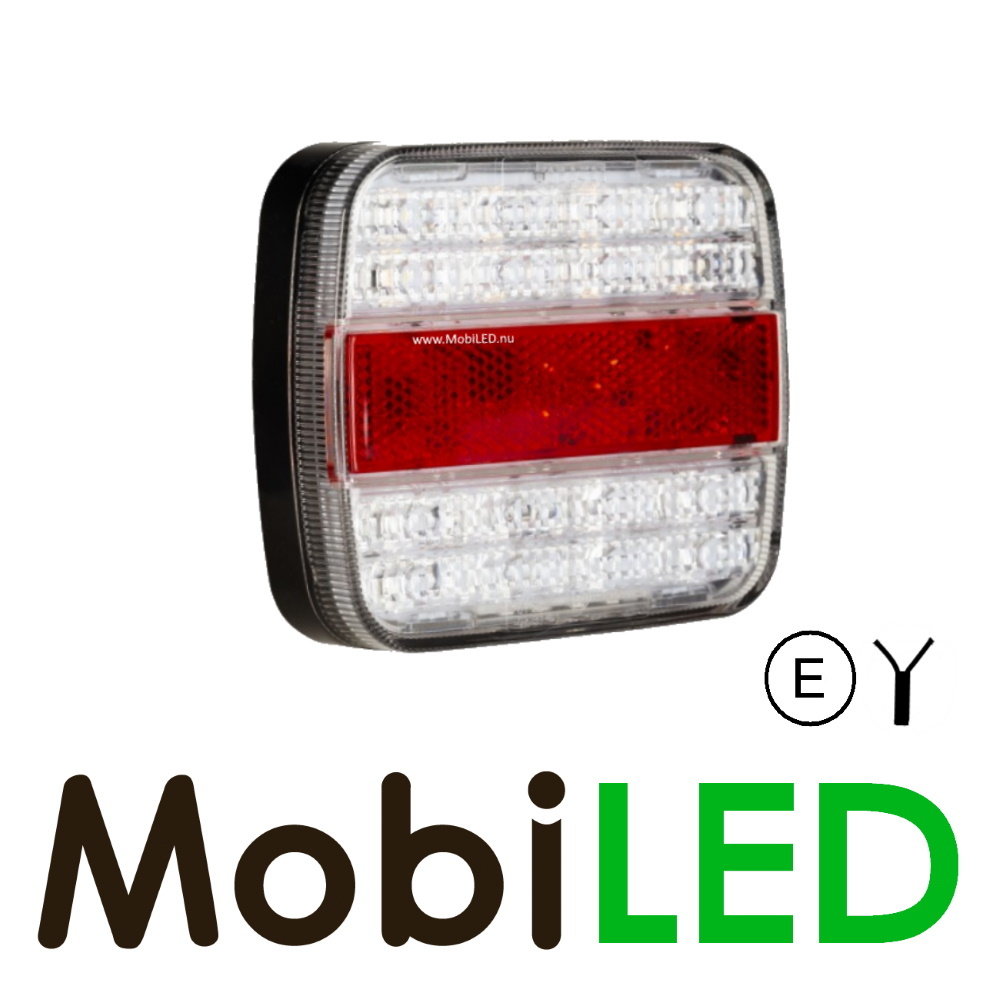 Feu arrière blanc 12-24 volts 3 fonctions E-marque